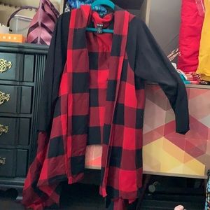 Torrid Buffalo check drape front sweater